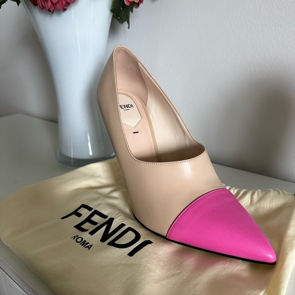 Fendi nude & pink 4-inch leather heels - size 40 / US 9 NWOT - Picture 9 of 10